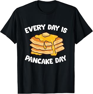 Pancake T-Shirt - Unisex Adults, Black, Short Sleeve, Small, Classic Fit, Cotton 65% Polyester 35%