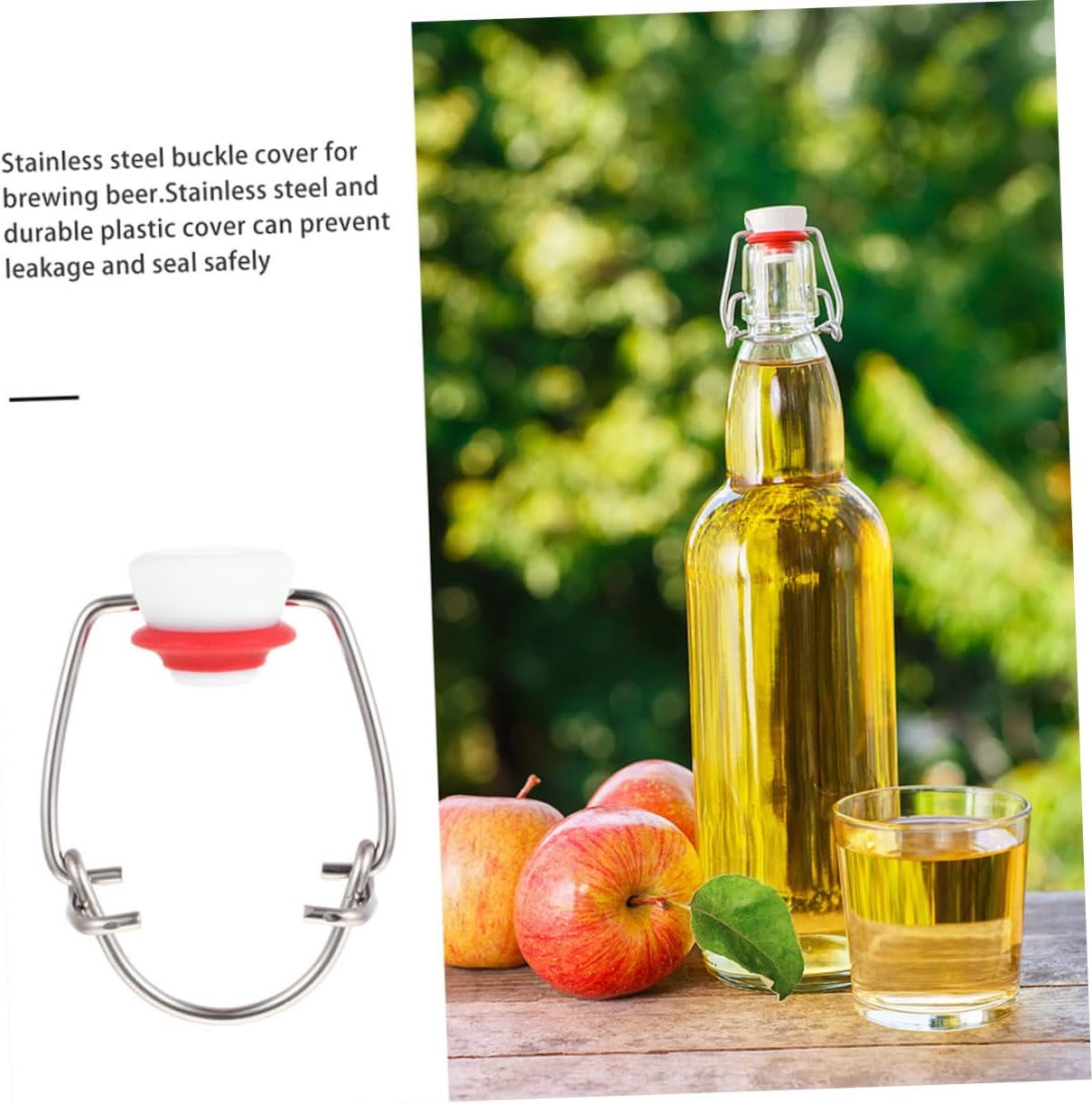 6pcs Leakproof Crimson Pivot Lid Beer Bottle Caps with Gaskets Stainless Steel Clamp Flip Stopper for Home Brewing and Beverage Sealing