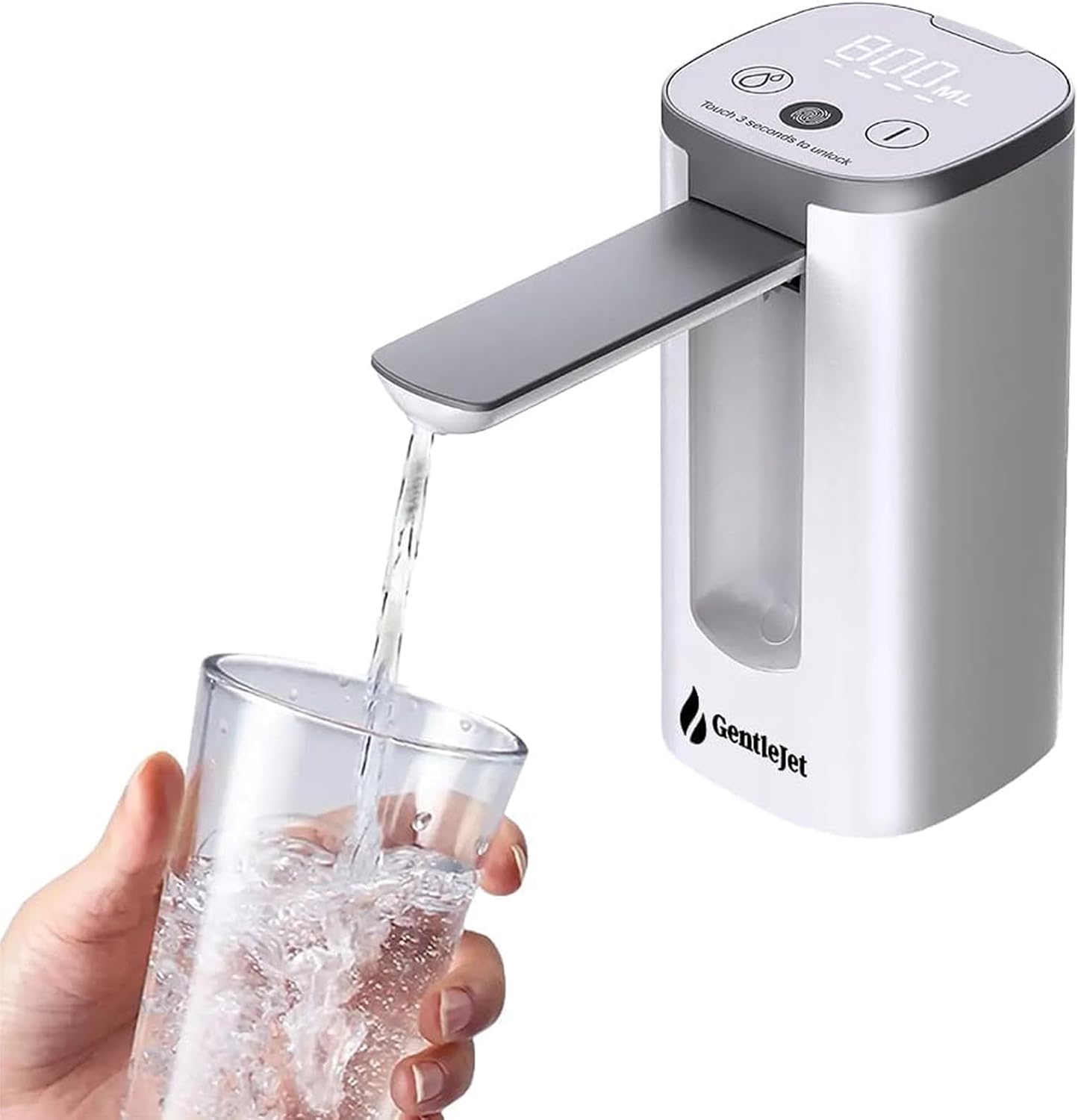 5-Gallon USB-C Water Dispenser Pump with Digital Display – White/Silver