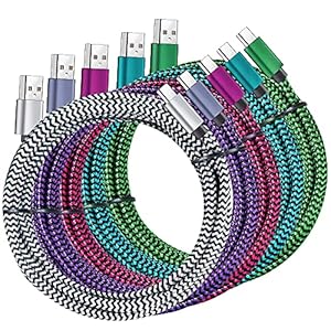 Cable USB tipo C, paquete de 5 cables USB C trenzados de nailon 3A, cargador de carga rápida para Samsung Galaxy S9/S8 Note8/9 20 10 S21 S20 S10 Plus C