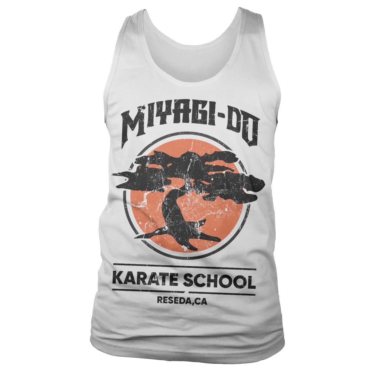 Cobra Kai Unisex White Officially Licensed Miyagi-Do Karate School Tank Top Vest Vest (White), Medium
