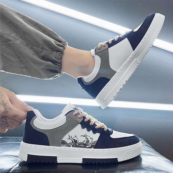 Men's Casual Dress Sneakers Lace Up Casual Low Top Loafers Tennis Skateboard Walking Shoes - Image 4