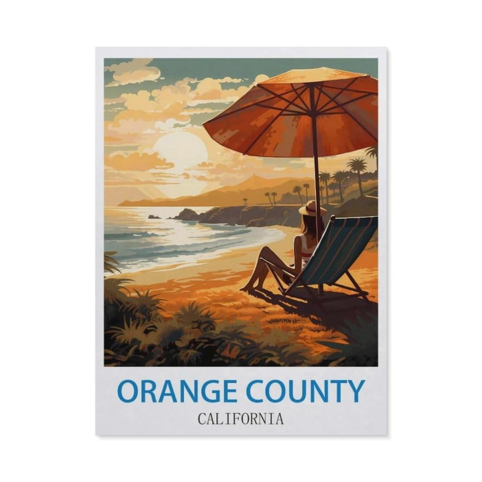 BEAYODKP 5D DIY Diamond Painting kit，Orange County California，Round Resin Diamond Cross Stitch, Home Decoration Gift（40 x 50 cm/15.74 x 19.68 inches）-CM79
