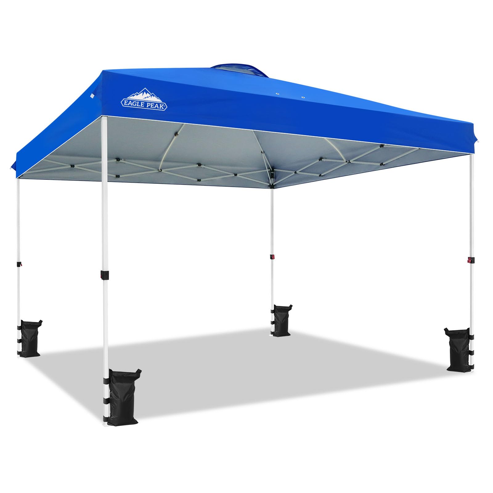 EAGLE PEAK Tente Tonnelle Pliante avec Sac à roulettes, 8 Piquets, 4 Cordes, 4 Sacs de Lestage, Tente Facile à Monter, 3,6x3,6 m, 13 m² d'Ombrage, Bleu