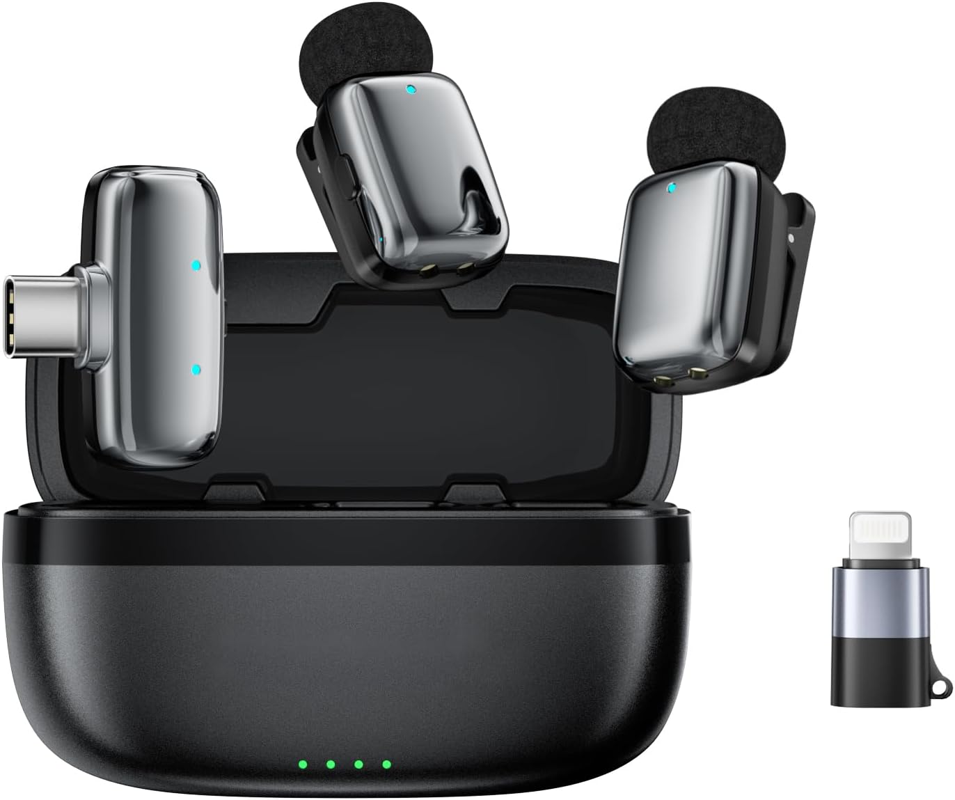 Wireless Mini Microphone for iPhone/Android/iPad-2 Pack Lavalier Lapel Microphone with Lightning,USB C Plug, Niose Reduction,Mute,Clip on mic for Video Recording,YouTube,Tiktok,Podcast,Vlog Wireless Mini Microphone for iPhone/Android/iPad-2 Pack Lavalier Lapel Microphone with Lightning,USB C Plug, Niose Reduction,Mute,Clip on mic for Video Recording,YouTube,Tiktok,Podcast,Vlog