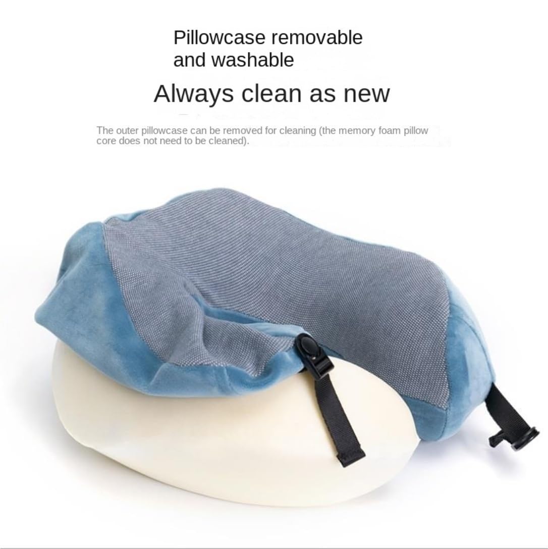 Poduszka Podróżna Poduszka Podróżna Z Pianki Memory Foam, Bawełniana Poduszka Podróżna Na Szyję Ze Zdejmowanym Pokrowcem Do Samolotu Poduszka na Kark(Bruin)