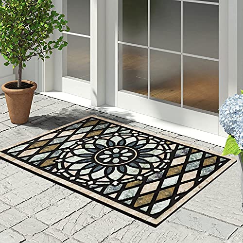Chichic Door Mat Welcome Mat 17X 30 Inch Front Door Mat Outdoors For Home Entrance Outdoors Mat For Outside Entry Way Doormat Entry Rugs, Heavy Duty Non Slip Rubber Back Low Profile, Flower #TOP6