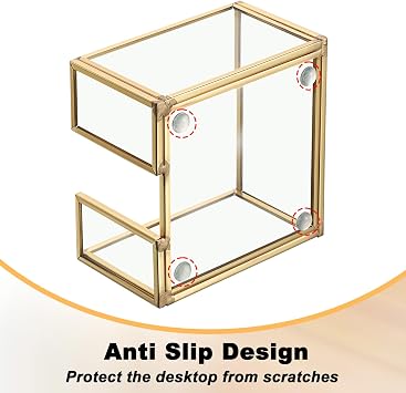 BTSKY Golden Glass Sticky Note Holder for 3x3 Inch Sticky Notes