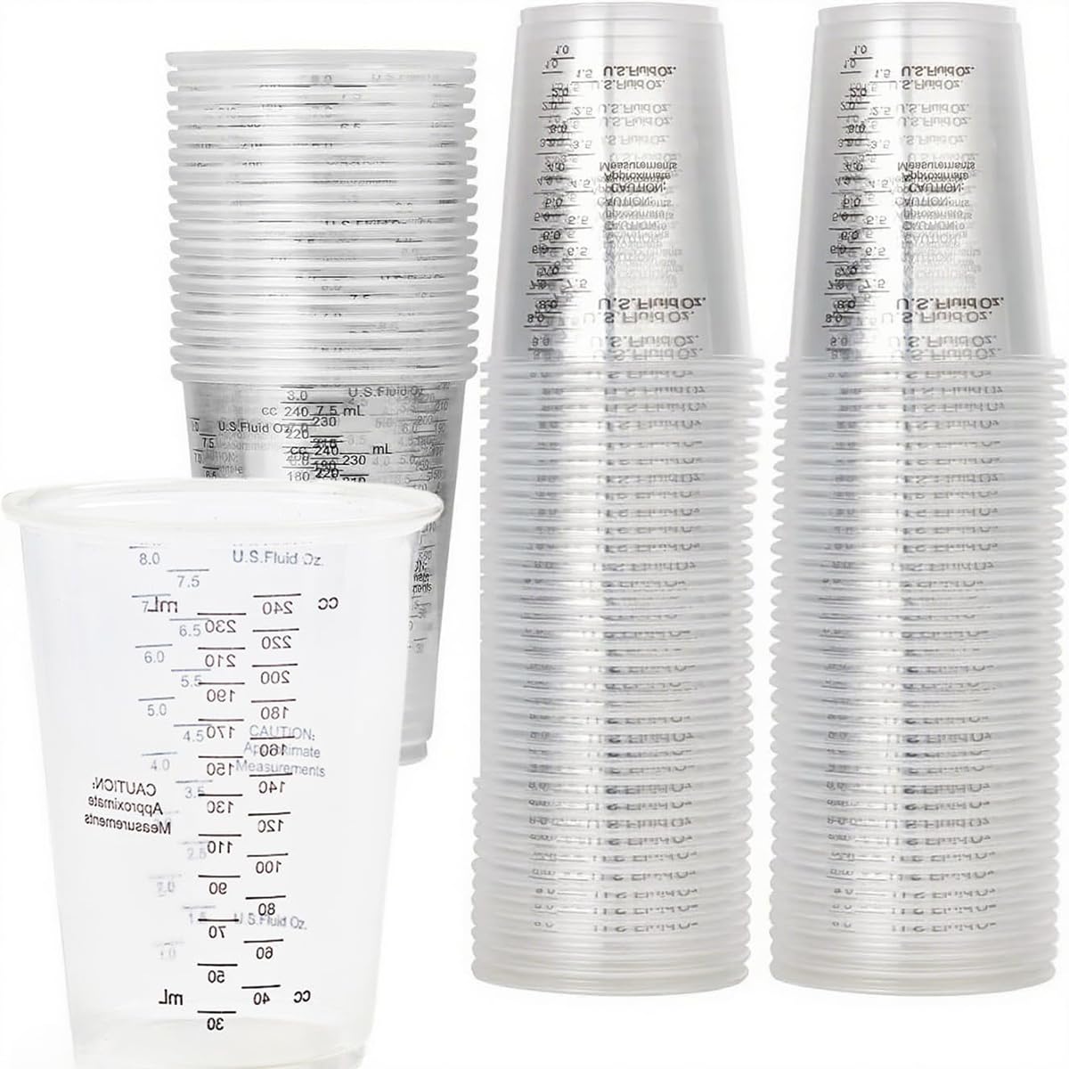 Kubek do mieszania z żywicy epoksydowej, kubek z miarką, do mieszania płynów, pigmentów, farb, 50 sztuk, 240 ml