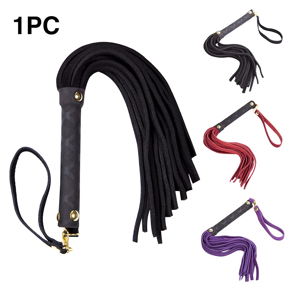 Cultivo de equitación, látigo de equitación, látigo ecuestre con mango suave, mango de arnés de piel sintética, herramienta de entrenamiento de enseñanza y accesorios de disfraz (rojo)