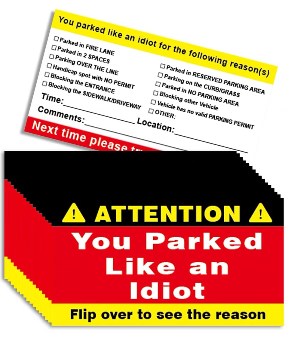 Bad Parking Cards, 50Pcs You Parked Like An Idiot Cards, 3.5
