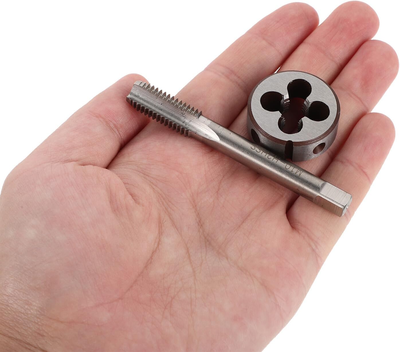 M10 X 1.5 Metric Tap and Die Set, Hand Screw Thread Tap round Die for Metal Threading, Thread Maker Tool for Mechanics and DIY Projects, 2pcs Kit