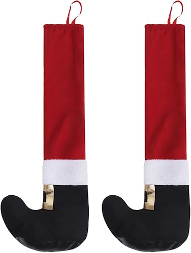 Miniatura 2 de 2 fundas de patas de silla de Navidad, Papá Noel, elfo, patas de mesa, calcetines para decoración de cena de fiesta de Navidad (Papá Noel)