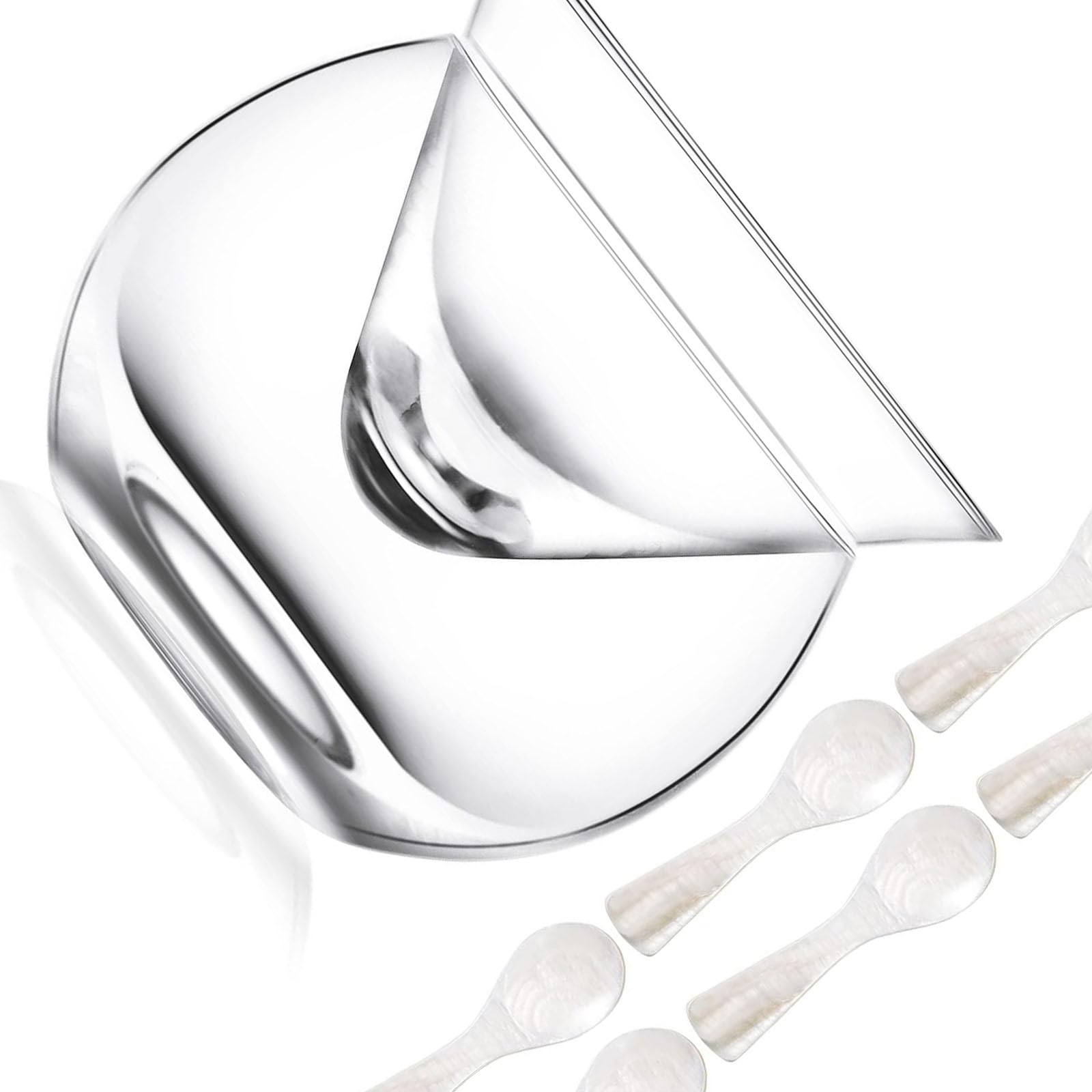 Zxfdsfdbnm Multipurpose Glass Tray Set with Spoon High Borosilicate Glass Caviar Serving for Appetizer Display Dishwasher Safe Caviar Serving Set