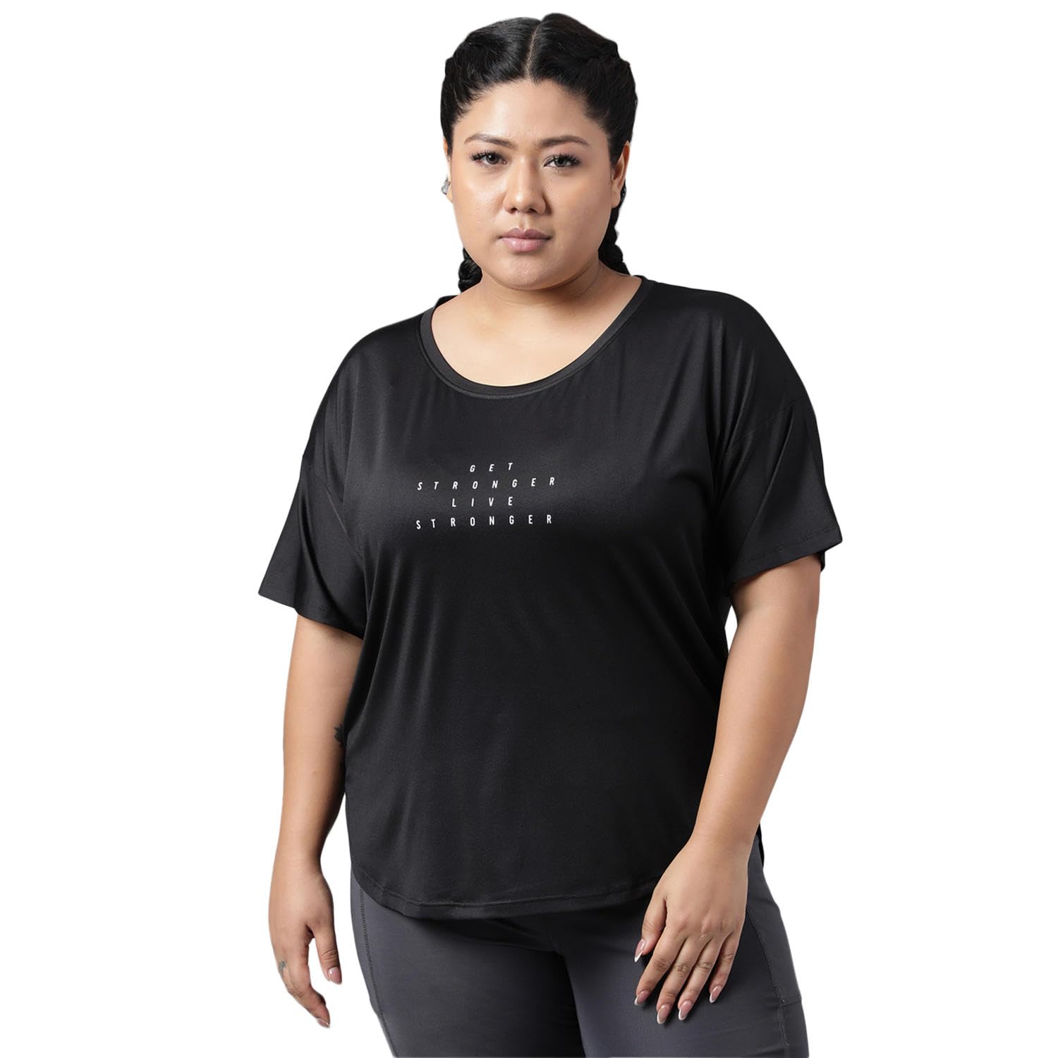 Women Breathable Active Gym Wear Tshirt | Dri Fit Poly Spandex Gym Top | Lightweight, Sportswear for Workout, Running & Yoga| Round Neck Stretchable Casual Workout Top/MKHWT-1260-image-40