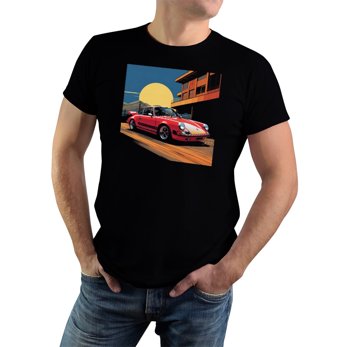 Magmatic - T Shirt Voiture Collection pour Homme Unisex Enfant, Collection Sunny Rides Tee Shirt Noir Premium 100% Coton, Cadeau collectionneur, passionné Auto, Fan de Voiture