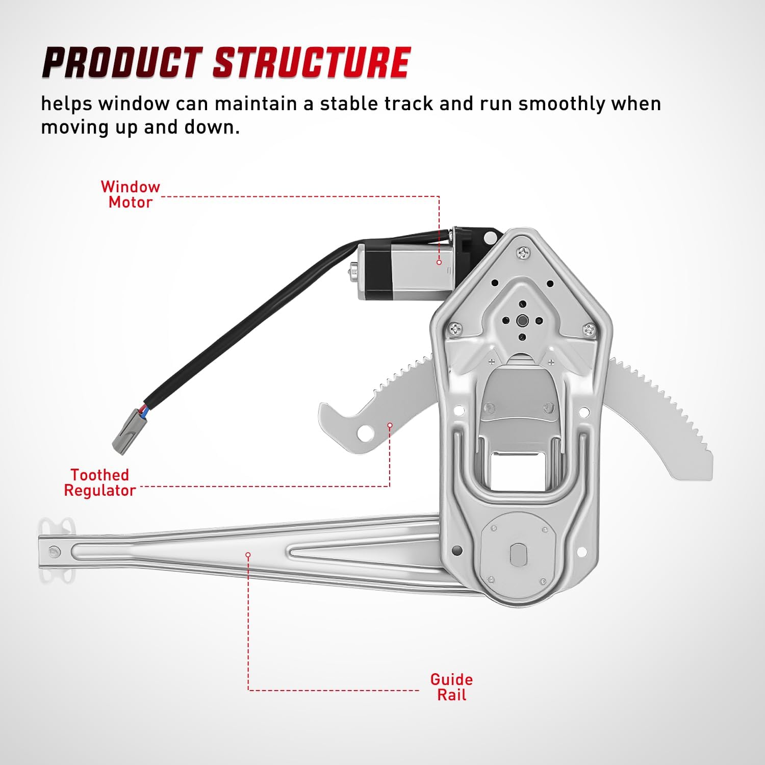 Nilight Power Window Regulator with Motor Assembly Replacement for Ford Ranger 2011-1993, Front Passenger Side, 741-832