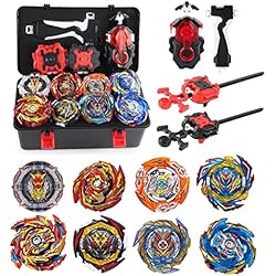 Maletin Beyblade Original Netoke Peonzas Estadio Burst Conjunto, 4D Metal Fusion Peonzas Niños, Contiene 8 X Ráfagas + 3 X Ráfagas Gyro Launcher