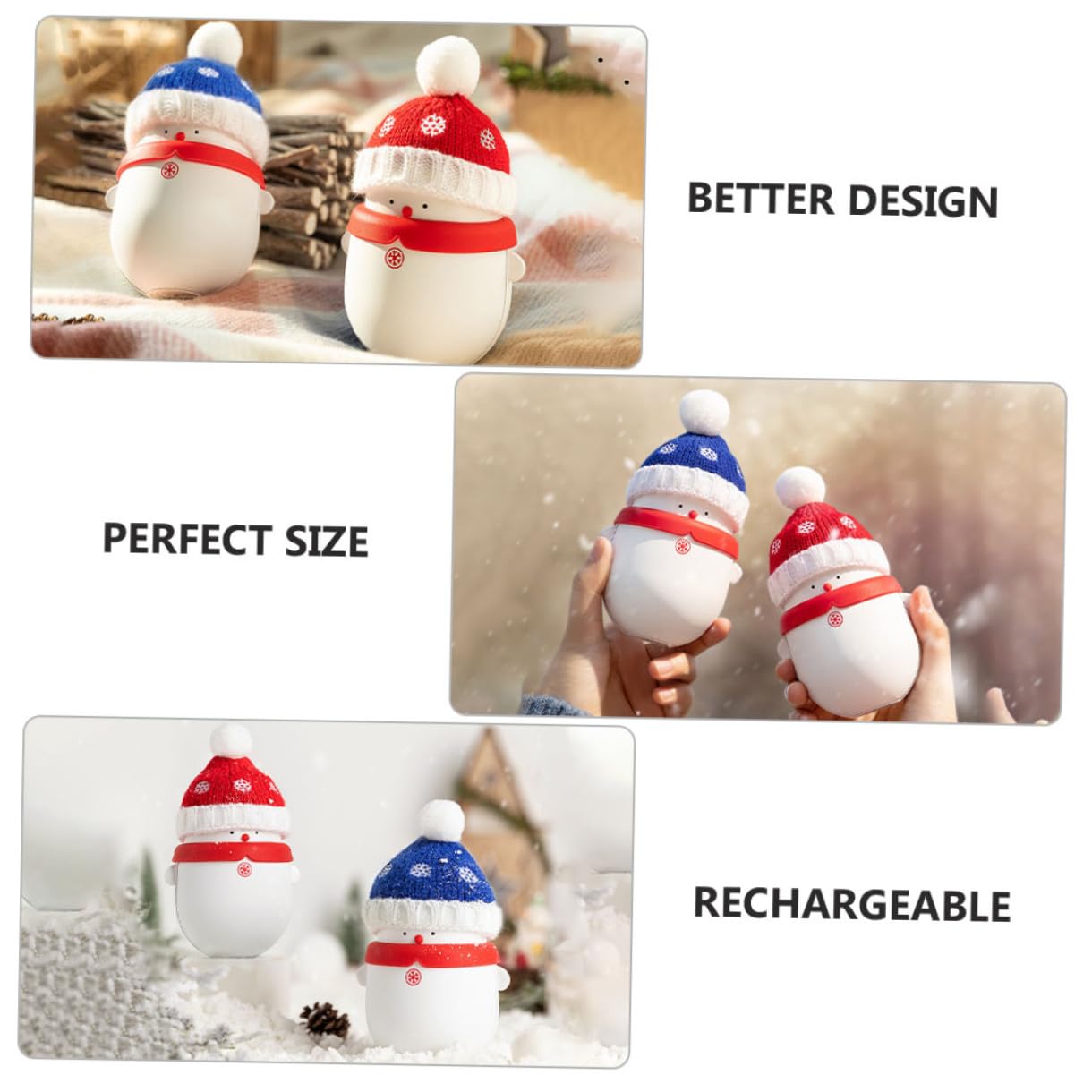 Supvox Wiederaufladbarer USB-handwärmer mit Schneemann-Design als Powerbank und Mobilem Ladegerät für Vielfältige Gerätekompatibilität und Bequeme Wärme im Winter
