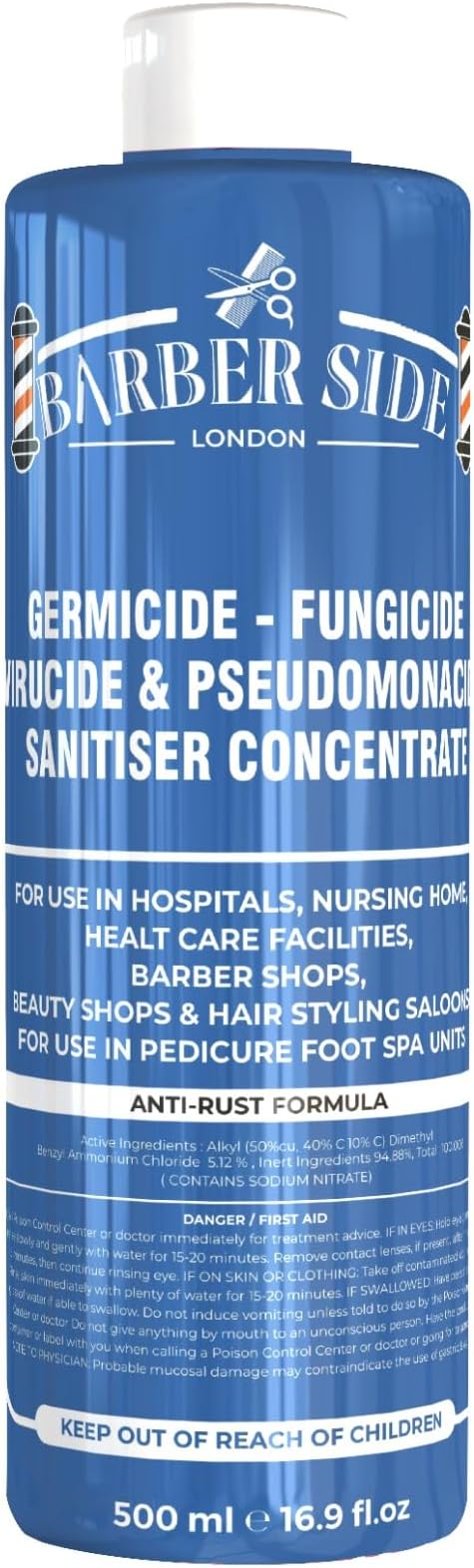 barber side London Disinfectant Solution for Salon Jars, Medical, Athletics-Girmicide Solution 500ml (blue)