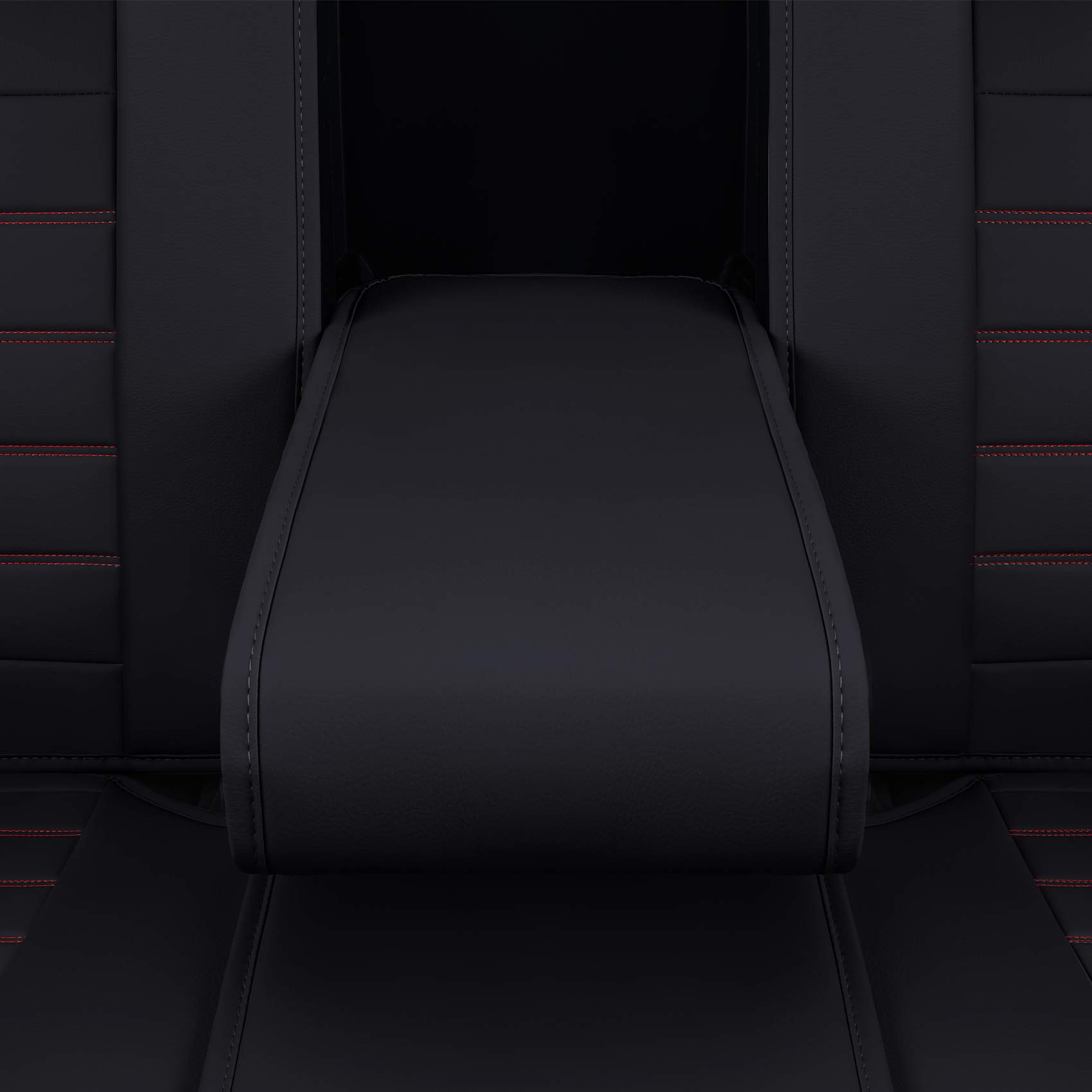 Huidasource Rear Car Seat Covers, Rear Back Row Split Bench Protector, Waterproof Faux Leather Vehicle Seat Cushion Cover Universal Fit for Most Cars Sedan SUV Pickup Truck(Back Row, Black&Red)