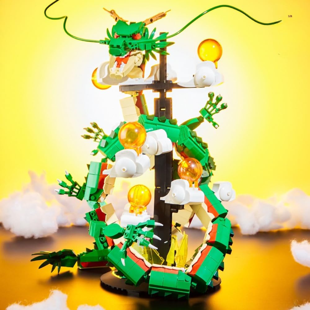 Orientalny smok budowlany z 1818 częściami | Przegubowy model dla dorosłych | Figurka kolekcjonerska 38 cm | Dekoracja na biurko i gry | Prezent dla fanów anime