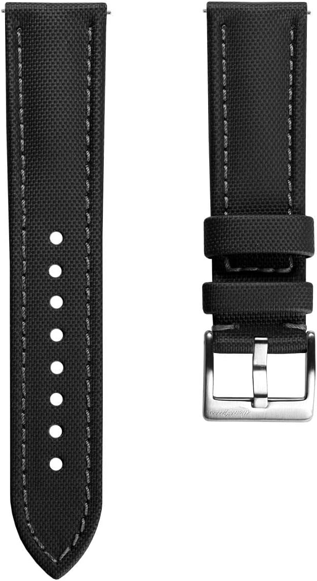 Atlas Sailcloth Waterproof Watch Strap – Quick-Release Spring Bars, Brushed Stainless-Steel Buckle, 18mm-22mm Sizes, 5 Colour Options – Durable & Comfortable - 18mm, 19mm, 20mm, 21mm, 22mm