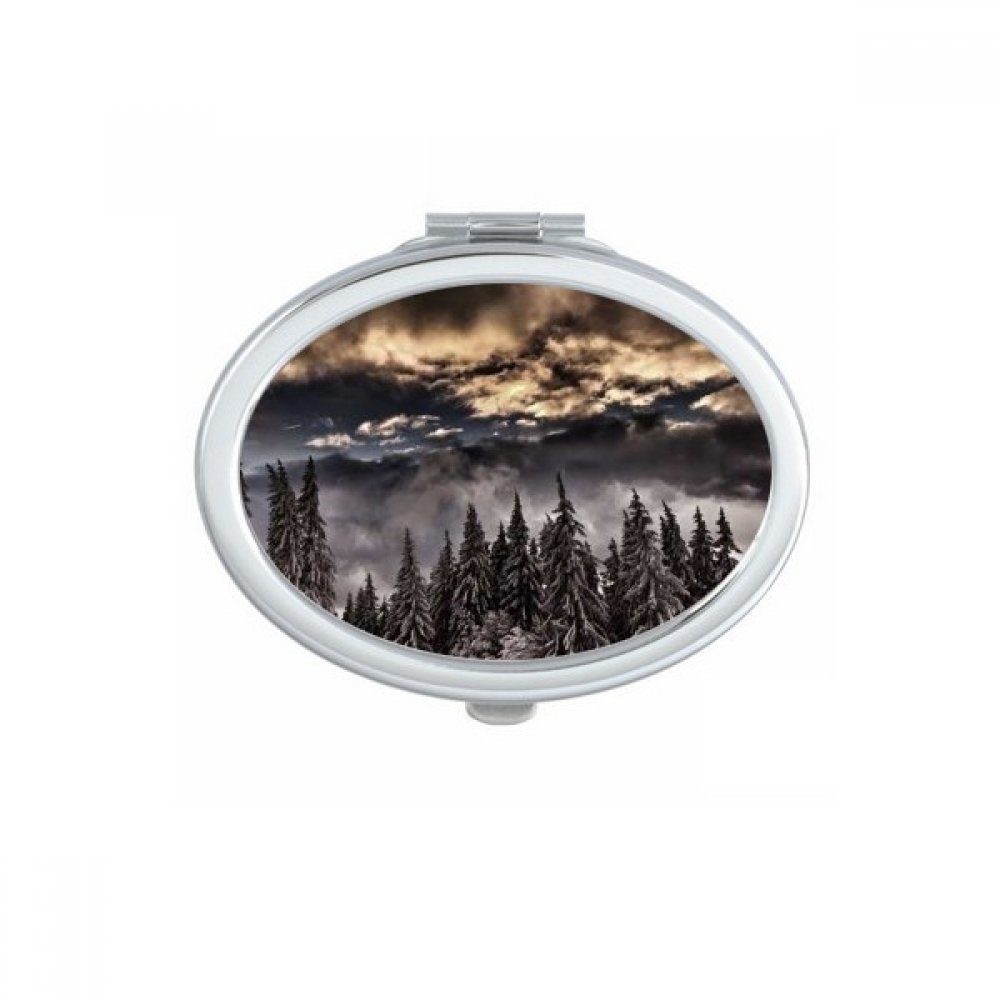 Miroir maquillage compact petit miroir ovale de poche oiseau blanc ciel