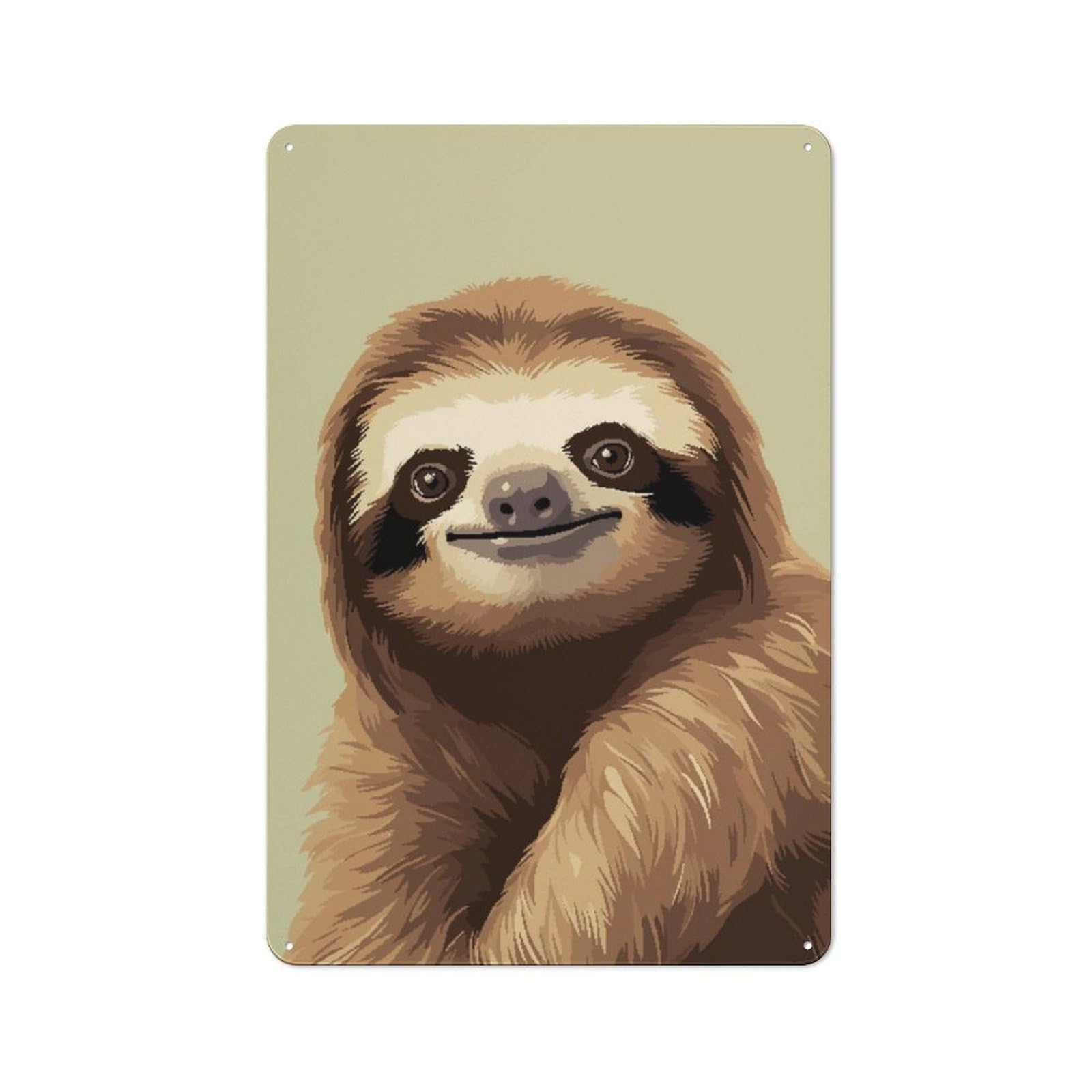 Junmoney Cute Sloth Pixel Art 30X20cm Rustic Metal Sign With For Guest Room Or Hallway, For Vintage Wall Decor Fans, For Metal Sign Collectors