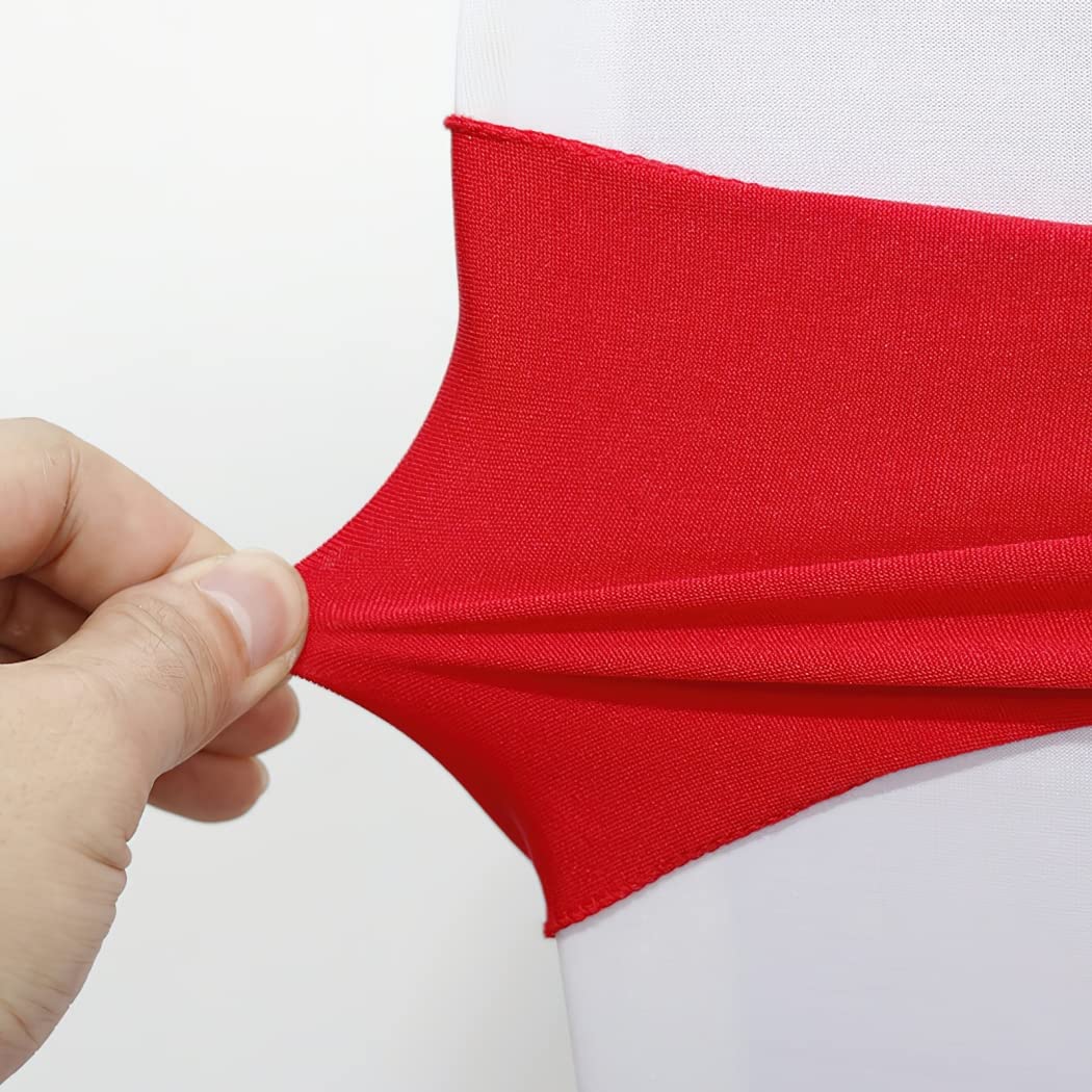 Wstążki na pokrowce na krzesła, Kokardy na krzesła z elastycznego spandexu z klamrą, wielokolorowe, 20/50/100 szt., na imprezy(Maroon,100Pcs)