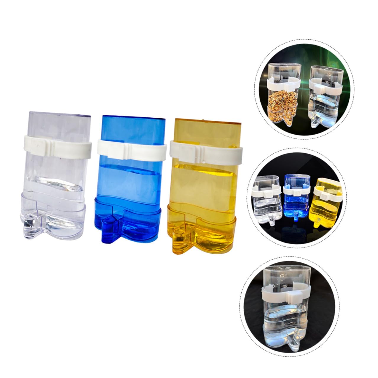 POPETPOP 12 pièces Distributeur Eau Oiseaux Extérieur Automatique Abreuvoir Suspendu Transparent et Mangeoire Cage Oiseaux pour Perroquets et Perruches