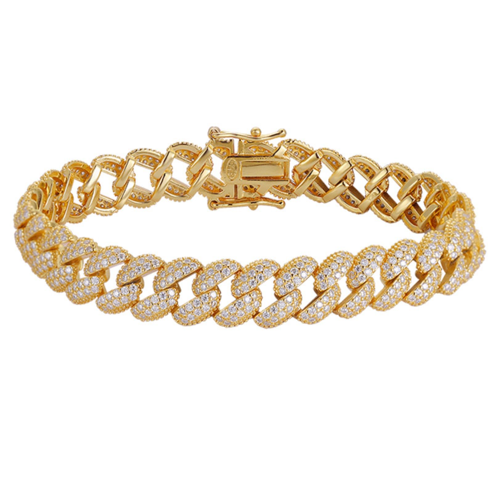 Pulsera de moissanita para hombre, pulsera de eslabones cubanos, hipoalergénica, plata de ley 925, pulseras de oro para hombre, color D, pulsera de cadena de diamantes VVS1, 16-21 cm