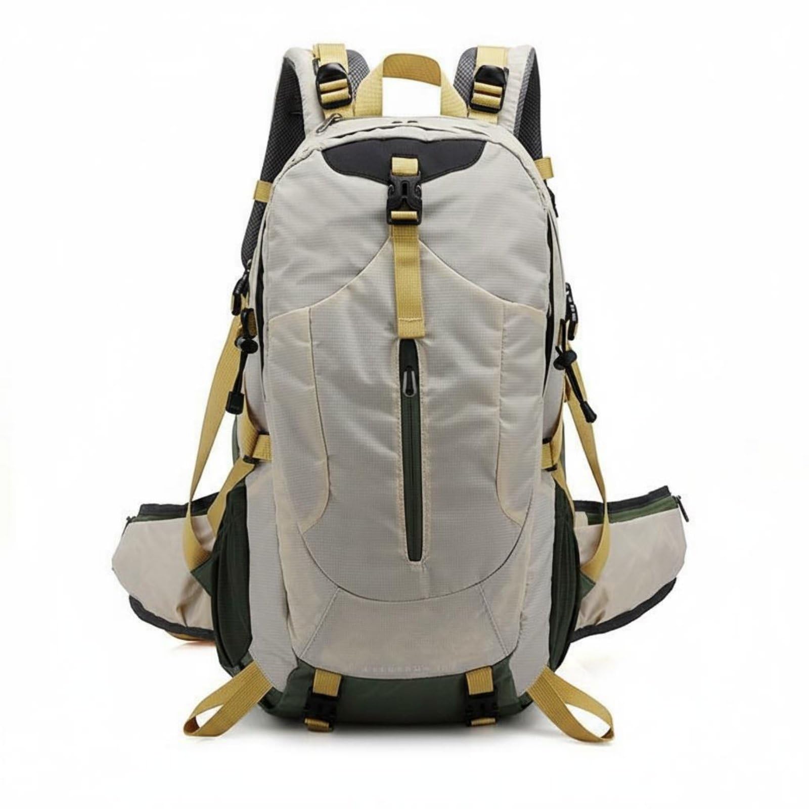 36-55L Large-Capacity Backpack Padded Shoulder Straps Trekking Backpack Structured Camping Rucksack Long-Lasting, White Green-image-13