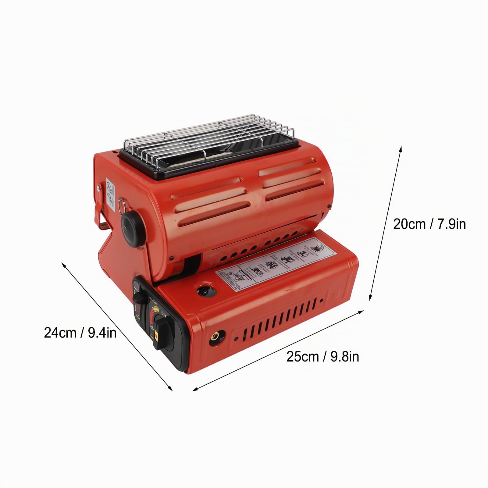 Tragbare Gasheizung Campingheizung für Zelt, Camping, Kochherd, 1,3 kW, 90 g/h, 2-in-1 Butan-Flüssiggasheizung, Brenner, tragbarer Outdoor-Gas-Heizstrahler für Camping, Angeln, Zelt, Zuhause