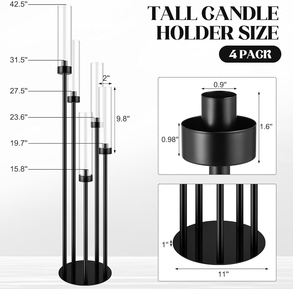 Set di candelabri da pavimento, 5 bracci, altezza 107 cm, in metallo, con paralume in acrilico, per matrimoni e decorazioni per la casa
