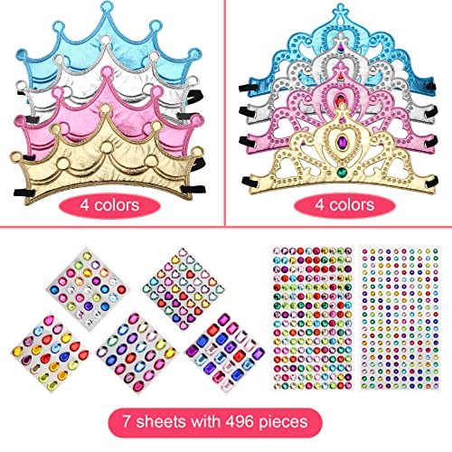 Catcan 23 Pieces Foam Crowns Set, 16 Pieces Foam Princess Tiaras And Crowns Party Foam Hats With 7 Sheets 500 Pieces Crystal Diamond Sticker Princess King Crown Diy Birthday Decoration Favor Supplies #TOP2