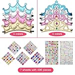 23-Piece Foam Crowns Set, 16-Piece Princess Tiaras & Crowns Party Hats with 7 Sheets 500-Piece Crystal Diamond Sticker DIY Birthday Decoration Favor Supplies - Image 3
