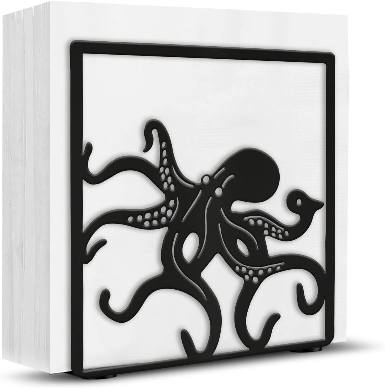 Sea Turtle Napkin Holder for Table Countertops, Matte Black Decorative Standing Napkin Dispenser for Kitchen Dining Outdoor, Farmhouse Metal Paper Cocktail Napkin Storage Holder image 5
