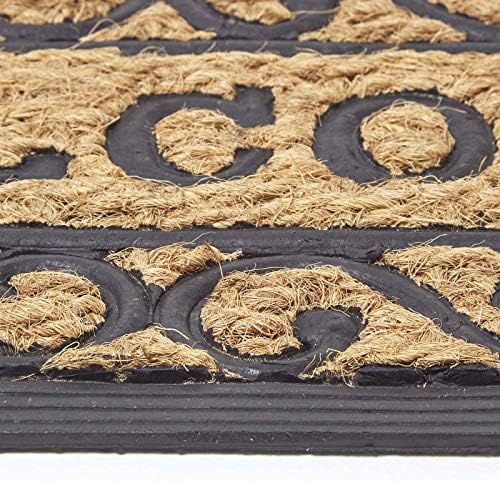 HOMESCAPES 'Welcome' Coir Door Mat 75 x 25 cm with Rubber Non-Slip Back Indoor and Outdoor Doormat