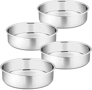 P&P CHEF Cake Pan Set of 4, Stainless Steel Baking Round Cake Pans Tins ...