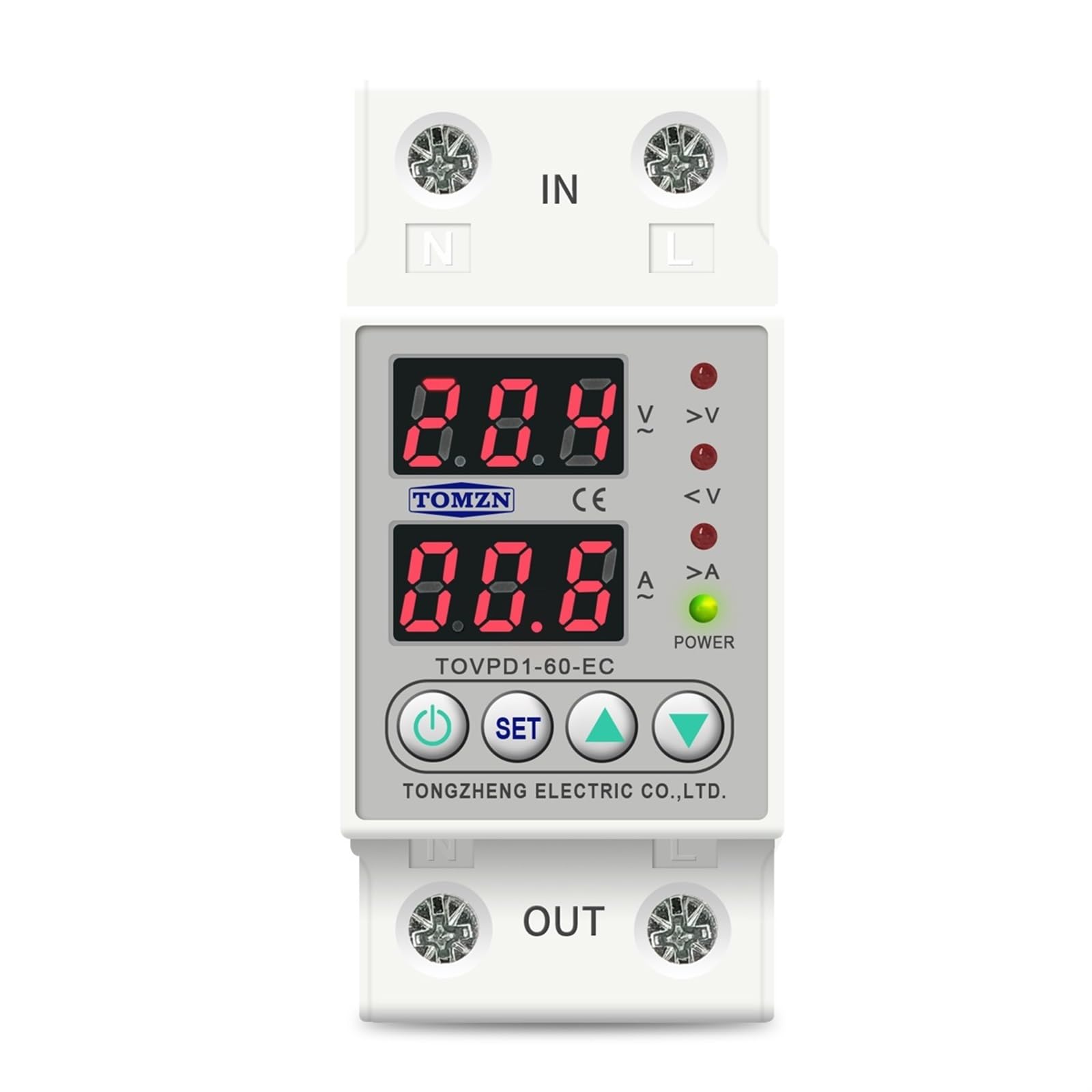 WBNFFUCYU Din Rail 230V Adjustable Over Voltage and Under Protective Device Protector Relay TOVPD1-63-EC(80A)