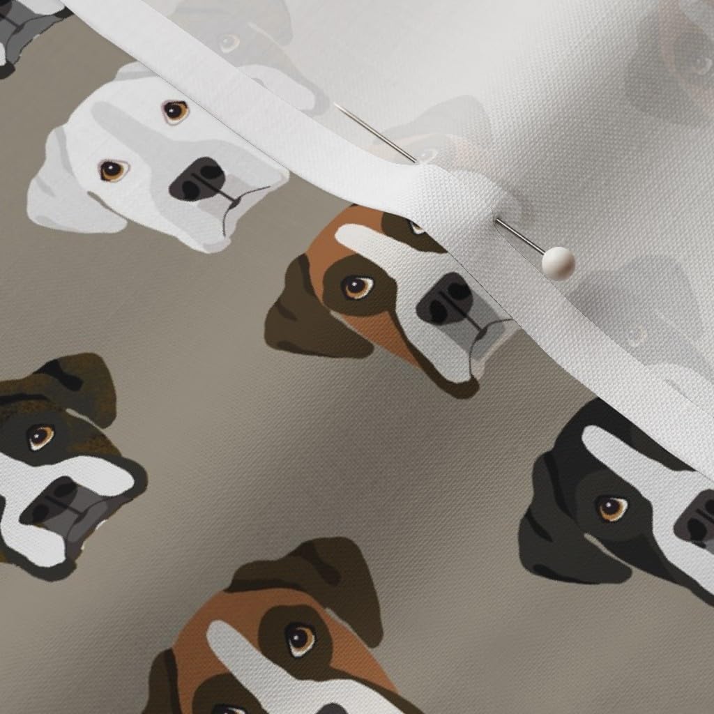Spoonflower Fabric - Boxer Dog Dogs Heads Medium Brown Boxers Head Pet Portrait Printed on Petal Signature Cotton Fabric by The Yard - Sewing Quilting Apparel Crafts Decor