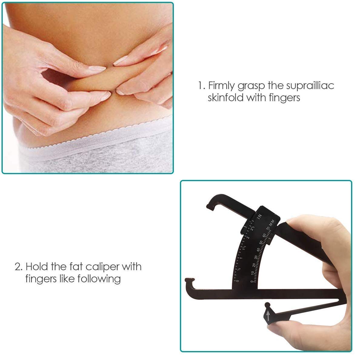 Gadget Hero's Personal Bodyfat Testing with Skinfold Calipers. Body Fat Calliper to Measure Your Body Fat (White) 1