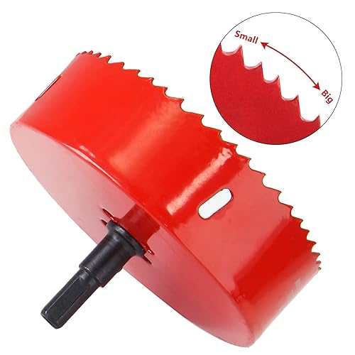 Vista 225 de Luomorgo - Sierra perforadora de 4 pulgadas/100 mm, acero de alta velocidad, profundidad de corte 1 1/4 pulgadas, adaptador de broca hexagonal