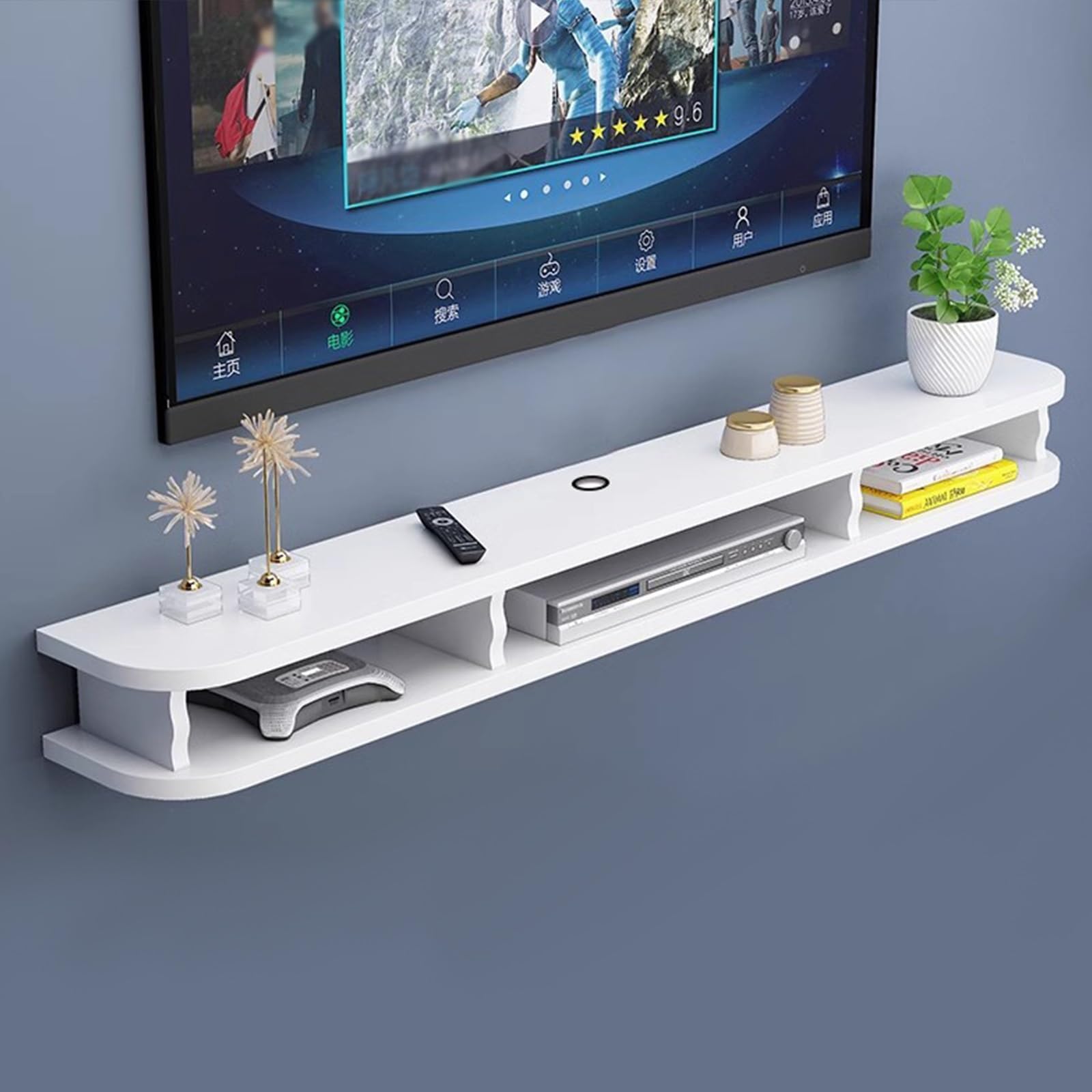 DFGHNBVC Tv Stand, Television Stands, Tv Stands For Living Room, Wood Tv Stand, Wall Mounted Entertainment Center, Floating Shelves Storage Cabinet, For Bedroom Livingroom,White-140Cm/55In
