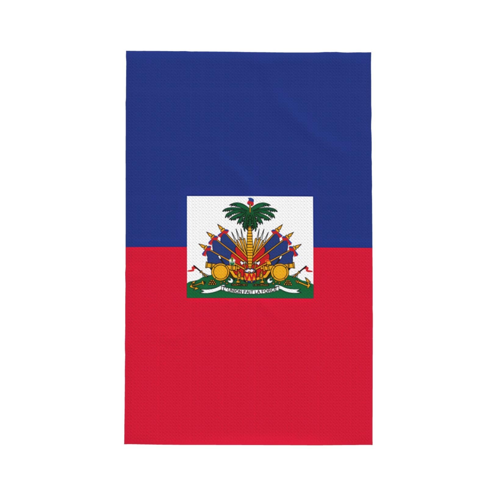 SXZVVBN Haitian flag Super Absorbent Microfibre Waffle Towels Fast Drying Dish Cloths Home Cafe Barista