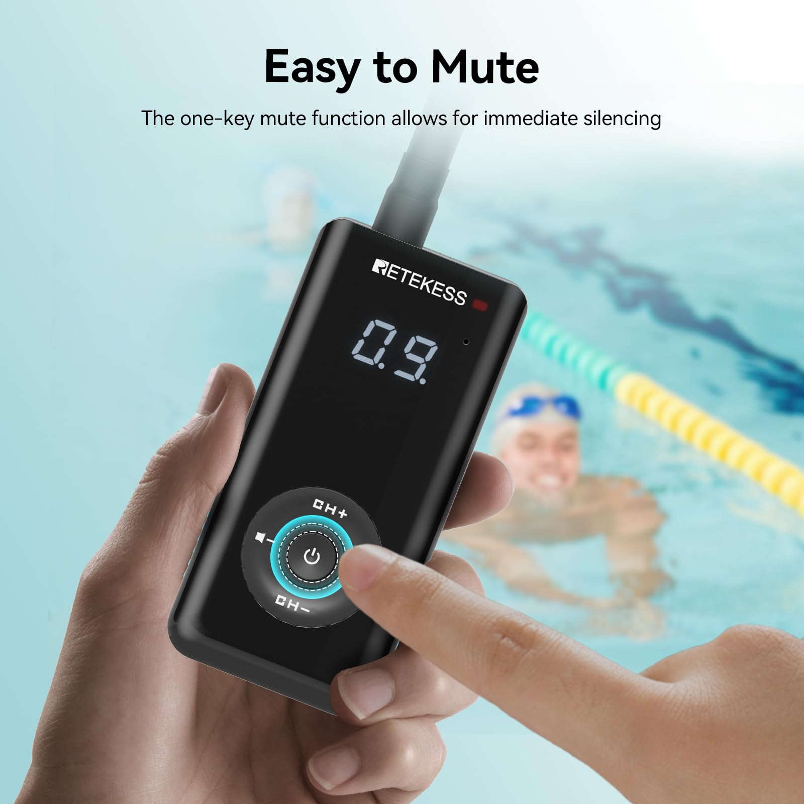 Retekess TT120 Comunicador Para Entrenadores de Natación, Auriculares de Natación Impermeables IP68, Conducción Ósea, Para Guiar el Entrenamiento,Club de Natación, (1 Transmisor, 5 Receptores)