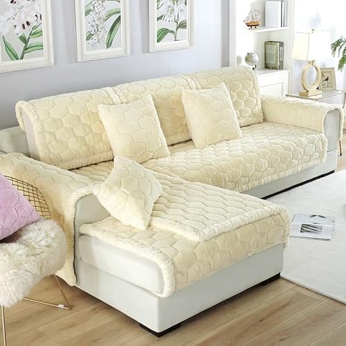 Sofa Protectors， Autumn And Winter Wide-Brimmed Rabbit Fur Sofa Cushion Fabric Non-Slip Sofa Towel Simple Plush Sofa Cover Custom Couch Covers Furniture Covers #TOP1