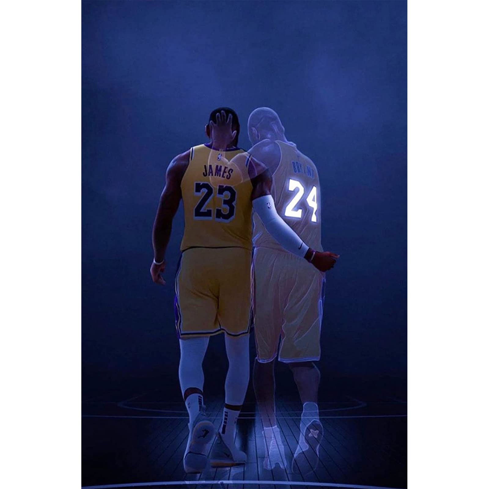 Kobe and Lebron Poster, Basketball Room Decor, Lakers Champion Tribute