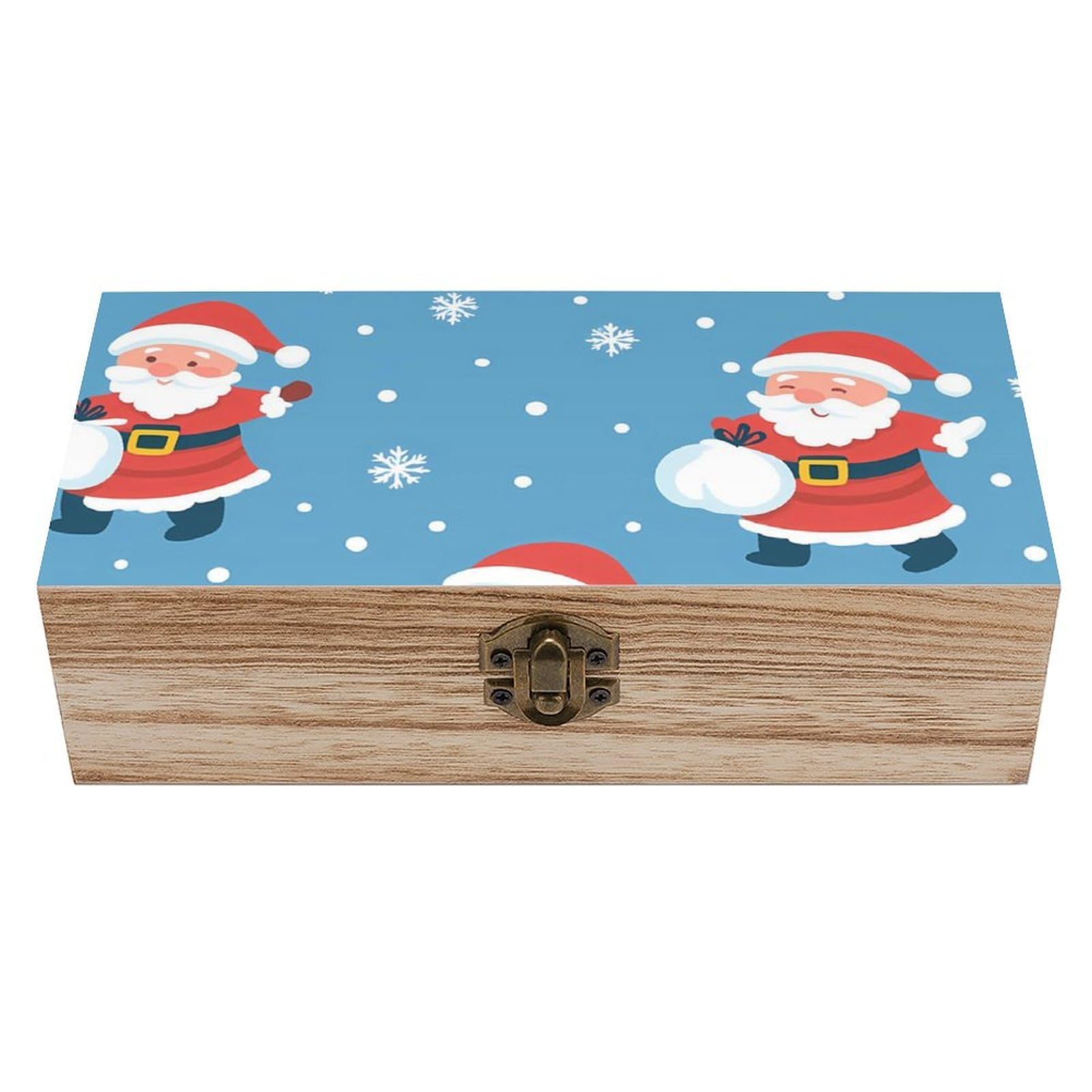 Oudrspo Christmas Santa Claus Carrying Gifts Retro Wooden Storage Box Keepsake Jewelry Decorative Art Storages Box Gift Boxs